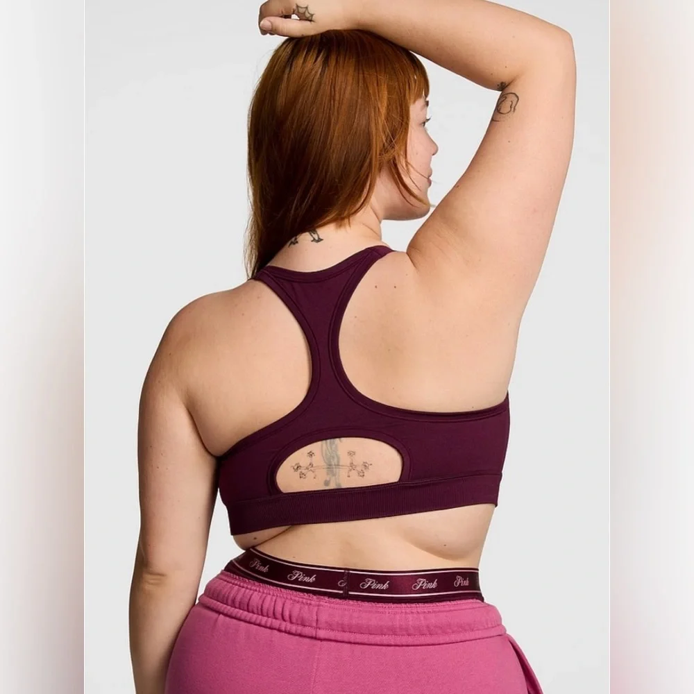 PINK Victorias Secret Large-DD Seamless Air High-Impact Sports Bra Wild Rose-NWT
